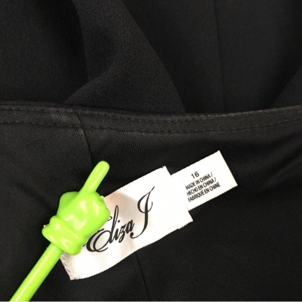 Eliza J One Shoulder Bow Long Gown 16 Black Formal Wedding Guest Gala Prom Party - Picture 8 of 13